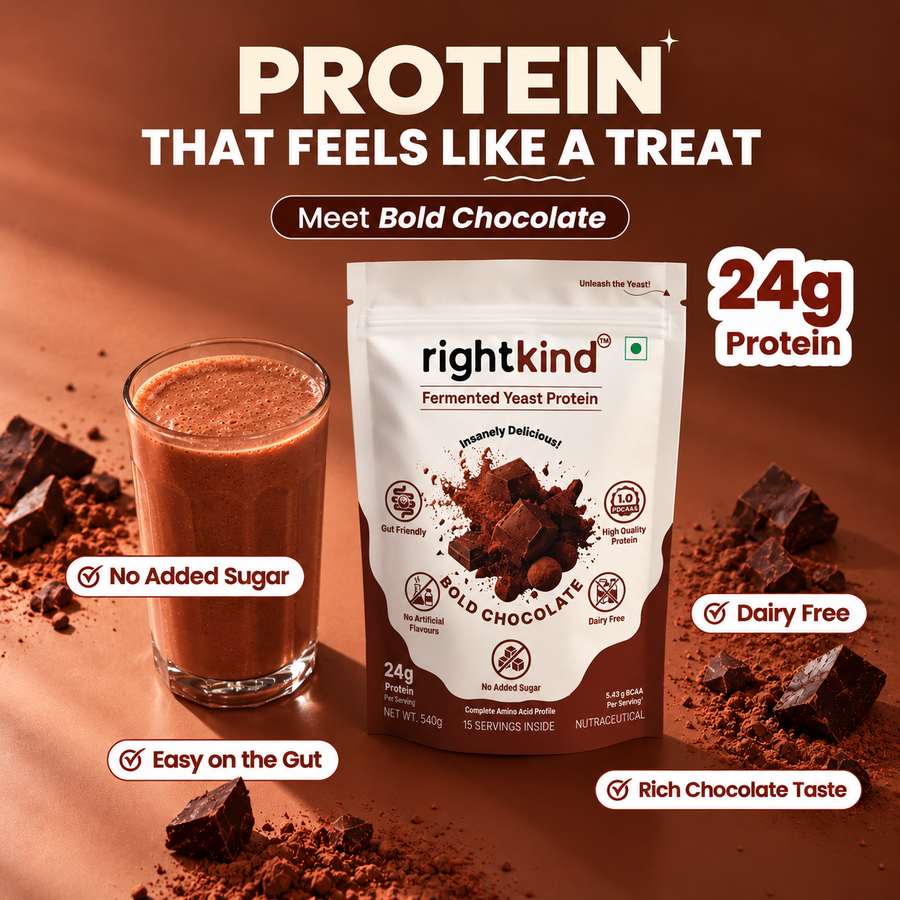 Bold Chocolate Fermented Yeast Protein Powder | 15 Serve Bag | 540g RightKind