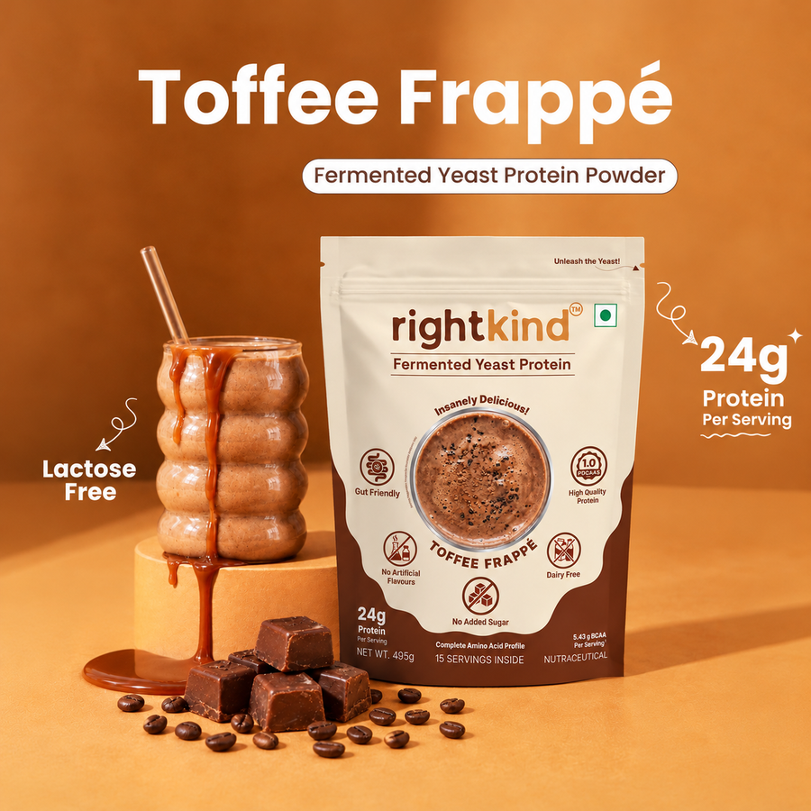 Toffee Frappé Fermented Yeast Protein Powder | 15 Serve Bag | 495g RightKind