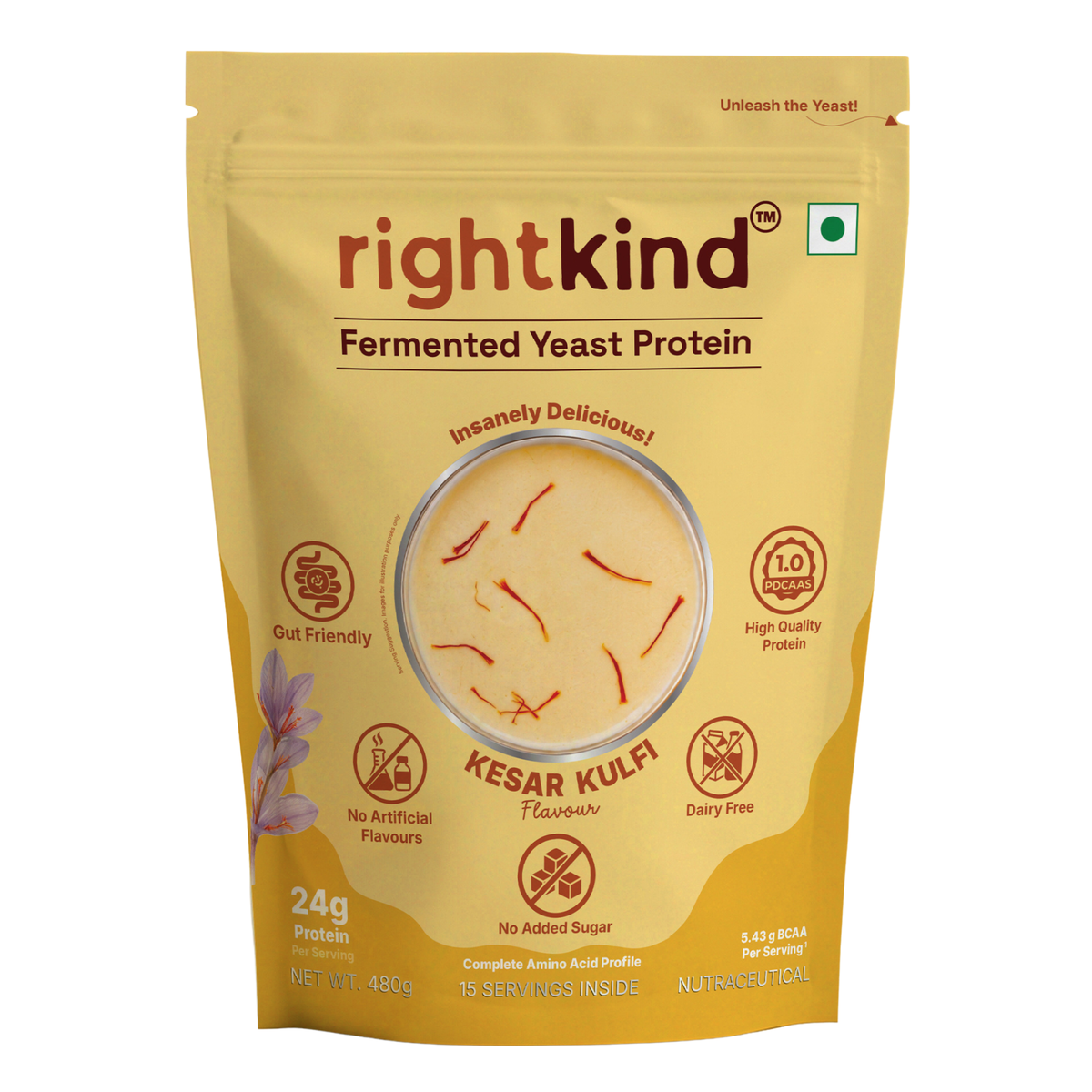 Kesar Kulfi Fermented Yeast Protein Powder - 500g RightKind