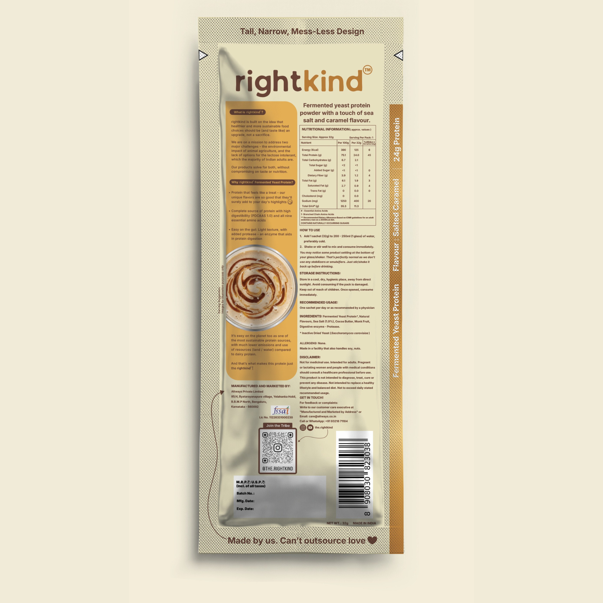 Salted Caramel Fermented Yeast Protein Powder RightKind