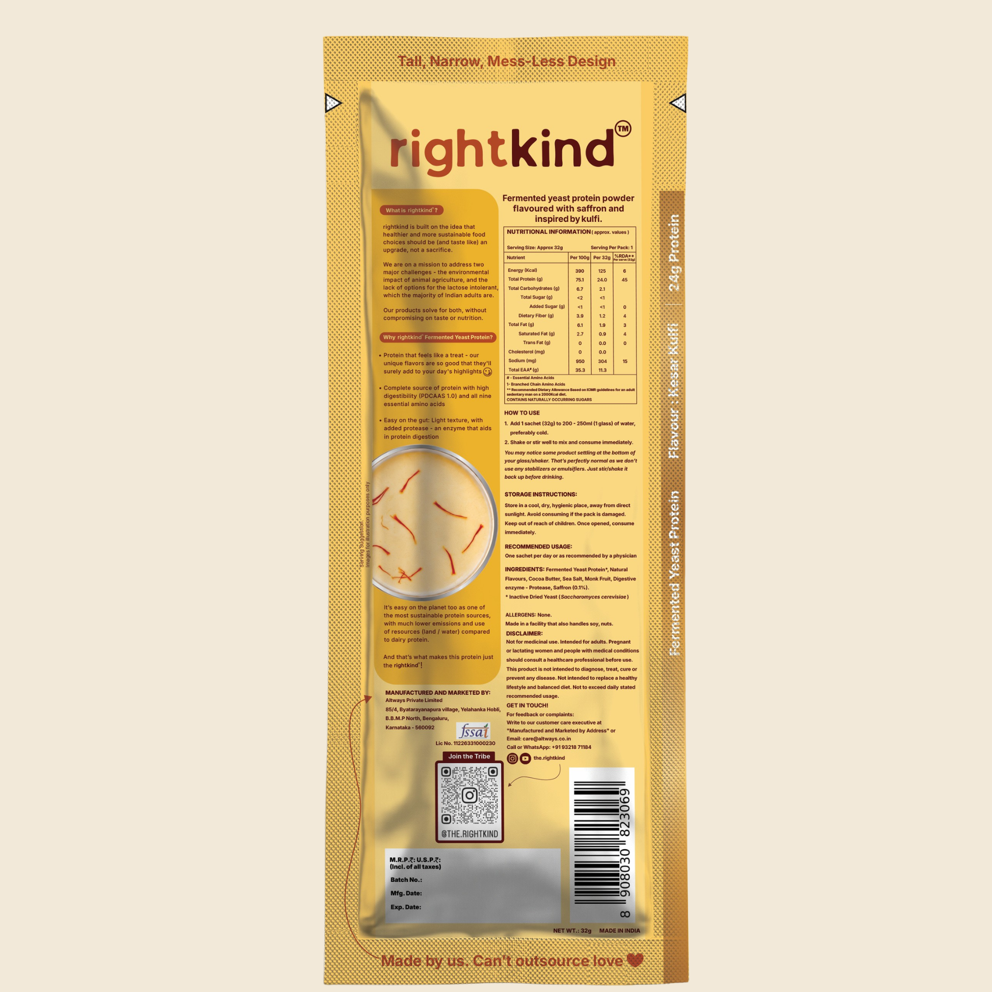 Kesar Kulfi Fermented Yeast Protein Powder RightKind