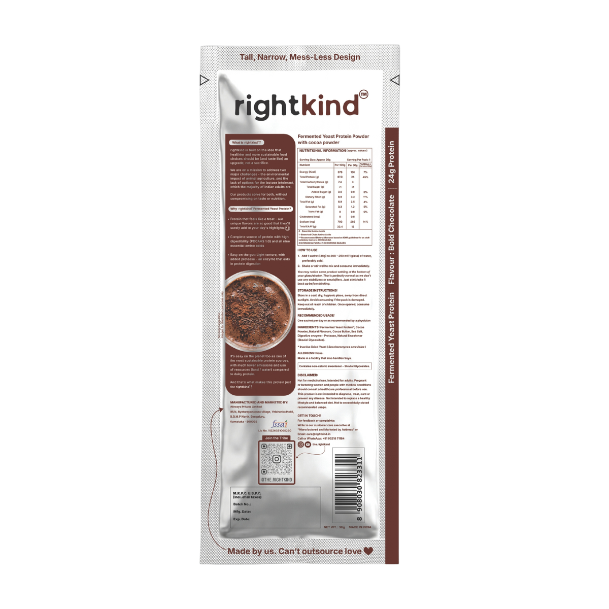 Bold Chocolate Fermented Yeast Protein Powder RightKind