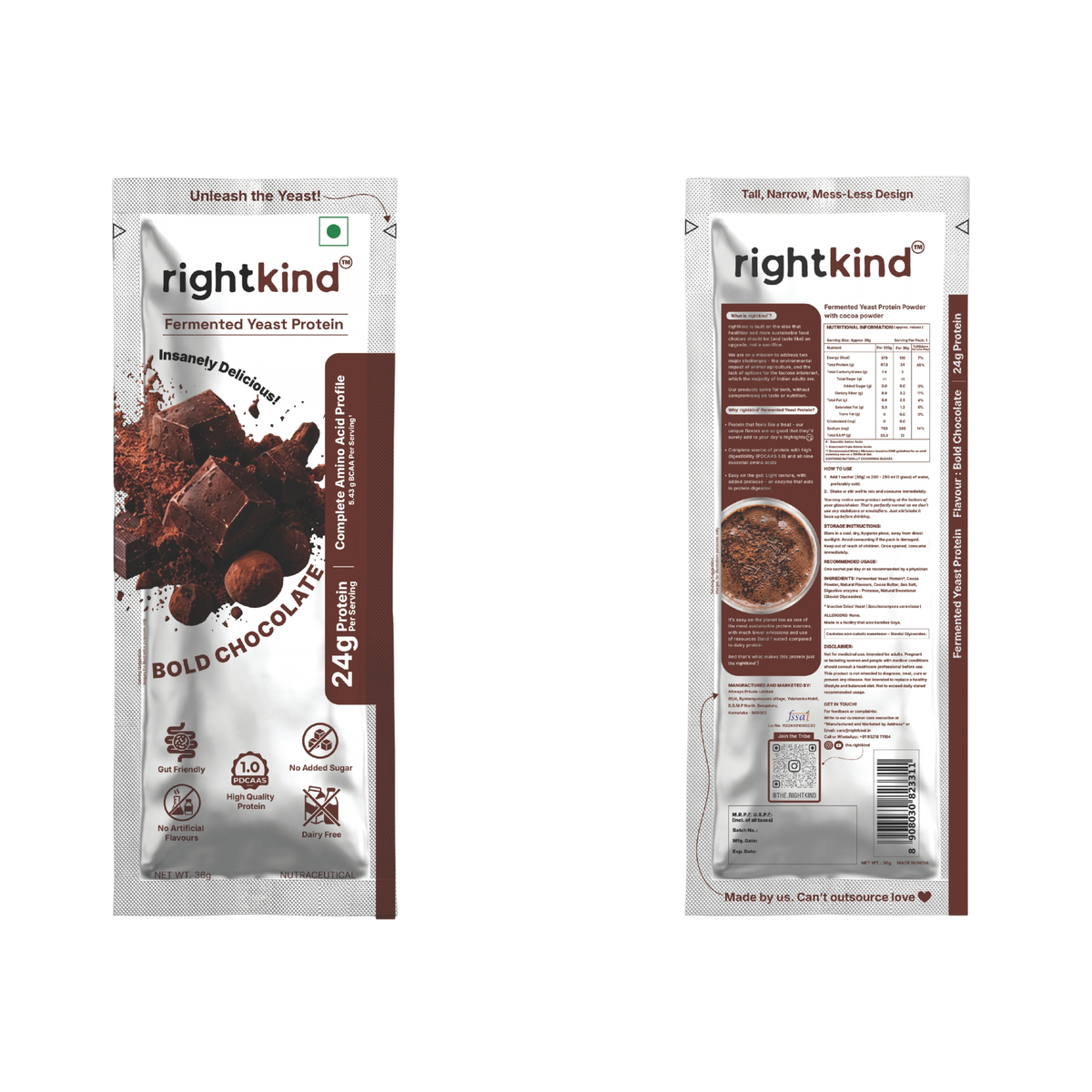 Bold Chocolate Fermented Yeast Protein Powder RightKind