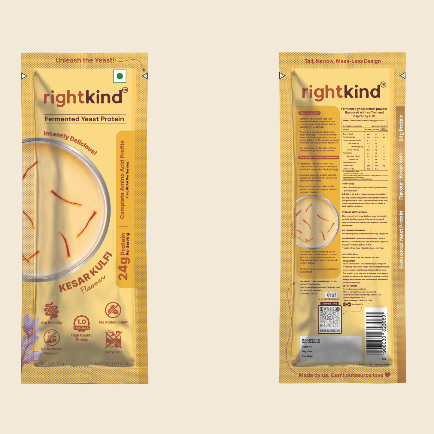 Kesar Kulfi Fermented Yeast Protein Powder RightKind